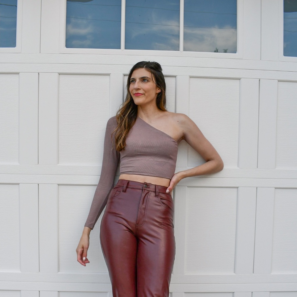 Asymmetrical Mauve Women's Crop Top